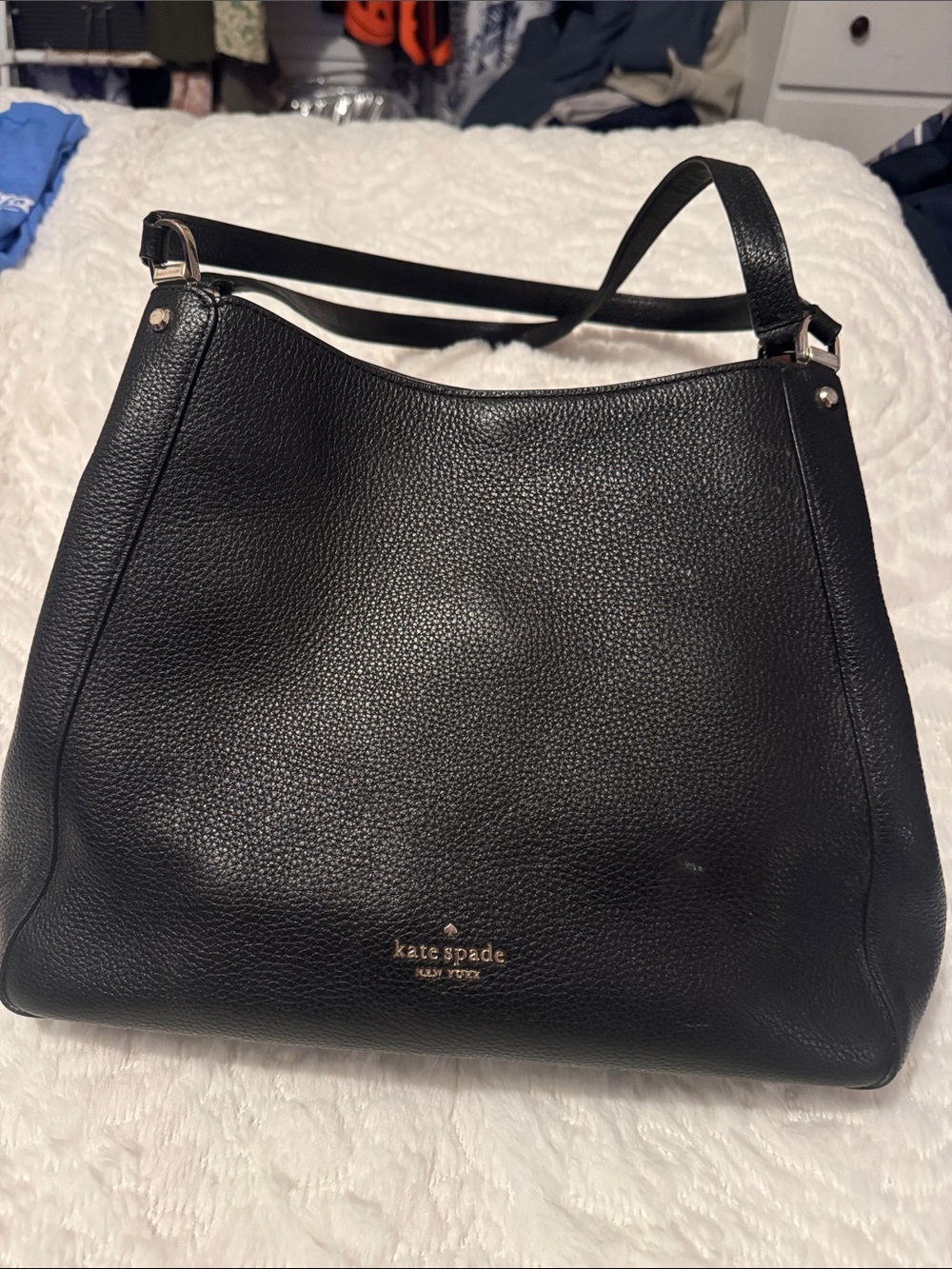 kate spade Black Pebbled Leather Shoulder Hobo Bag